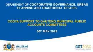 Cooperative Governance and Urban Planning in Gauteng: Support to Municipal Public Accounts Committees