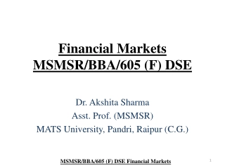 Understanding Financial Markets in India