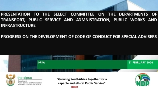 Progress on Development of Code of Conduct for Special Advisers Presentation