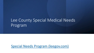 Lee County Special Medical Needs Program