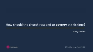 The Church's Response to Poverty in Contemporary Times