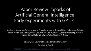 Paper Review: 'Sparks of   Artificial General Intelligence