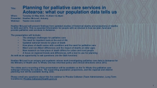 Planning for Palliative Care Services in Aotearoa: Insights from Population Data