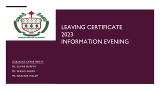 LEAVING CERTIFICATE  2023 INFORMATION EVENING