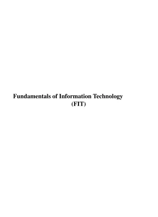 Basics of Computer: Chapter 1 in Fundamentals of Information Technology (FIT)