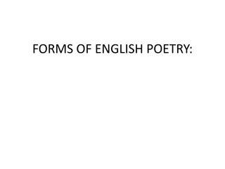 Forms of English Poetry: Blank Verse and Free Verse