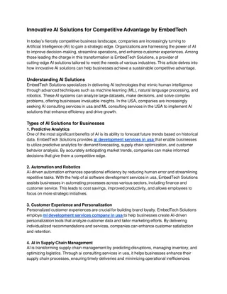 Innovative AI Solutions for Competitive Advantage by EmbedTech