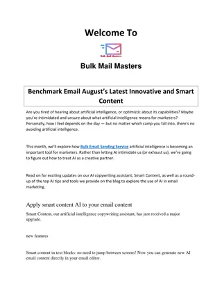 Benchmark Email August’s latest innovative