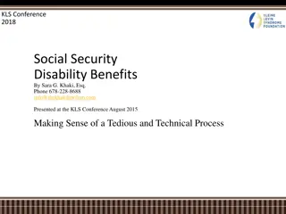 Social Security Disability Benefits - KLS Conference 2018