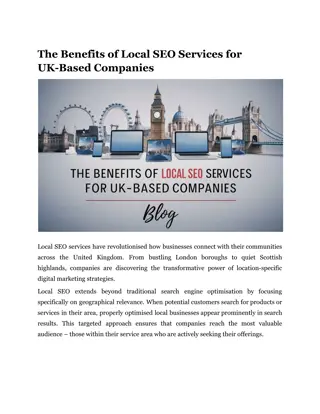 The Benefits of Local SEO Services for UK-Based Companies