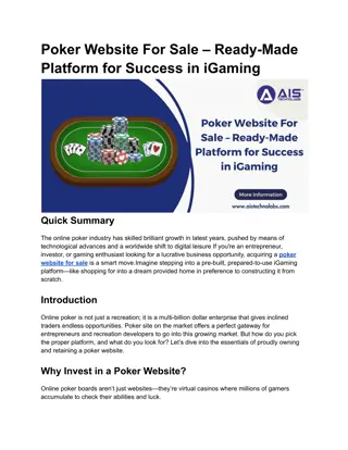 Poker Website For Sale – Ready-Made Platform for Success in iGaming