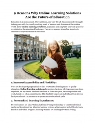 Nine Reasons Why Online Learning Solutions Are the Future of Education