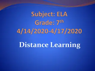 Distance Learning Update for ELA Students - Assignments and Submission Details