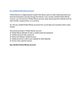Buy Verified Perfect Money Account