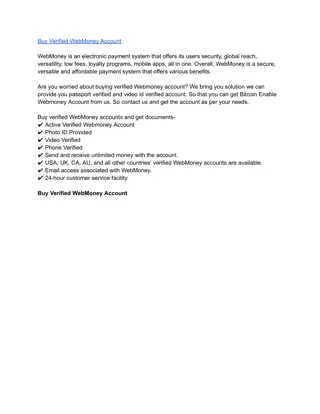 Buy Verified WebMoney Account