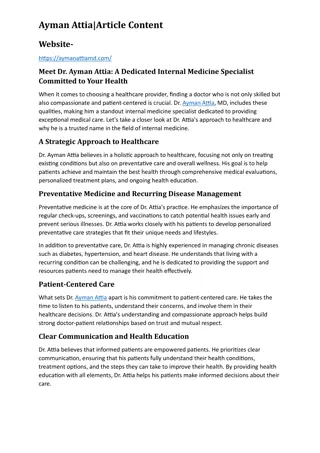 Meet Dr. Ayman Attia: A Dedicated Internal Medicine Specialist  Committed to You