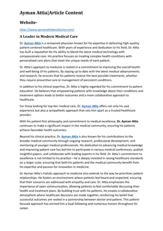A Leader in Modern Medical Care