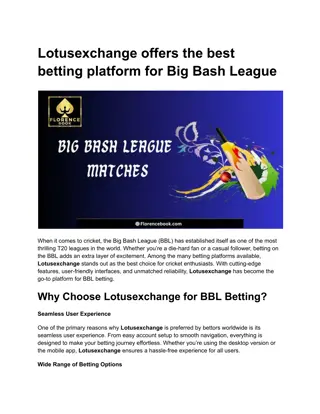Lotusexchange offers the best betting platform for Big Bash League
