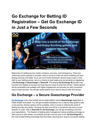 Go Exchange for Betting ID Registration – Get Go Exchange ID in Just a Few Seconds