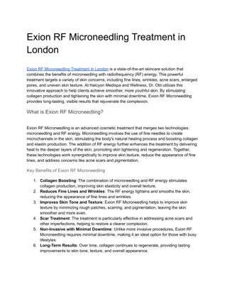 Exion RF Microneedling Treatment in London