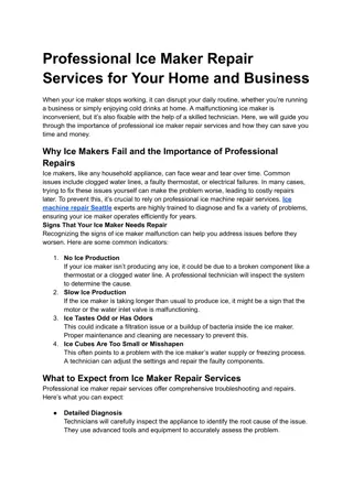Professional Ice Maker Repair Services for Your Home and Business