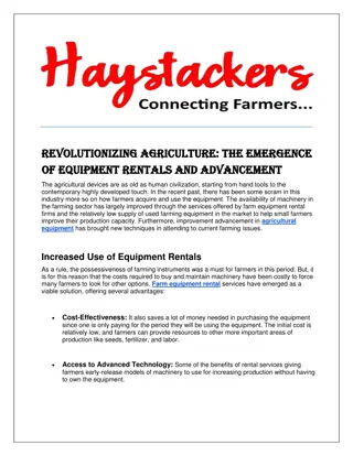 Revolutionizing Agriculture The Emergence of Equipment Rentals and Advancement