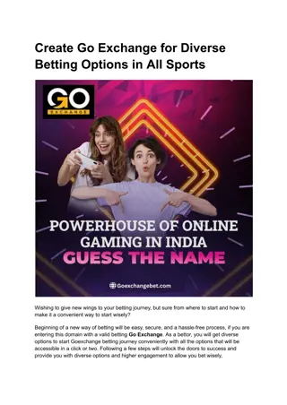 Create Go Exchange for Diverse Betting Options in All Sports