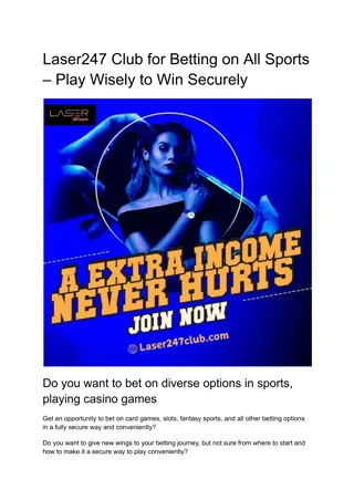 Laser247 Club for Betting on All Sports – Play Wisely to Win Securely