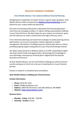Bellevue Financial Planning | Avier Wealth Advisors