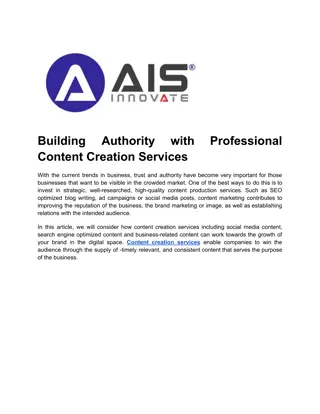 Building Authority with Professional Content Creation Services