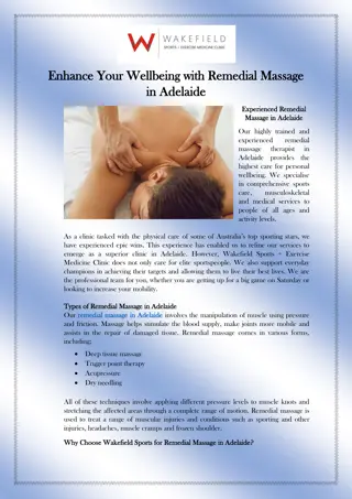 Enhance Your Wellbeing with Remedial Massage in Adelaide