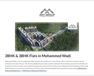 Premium Residential Flats in Mohammed Wadi | Discover ARV New Town | Pune