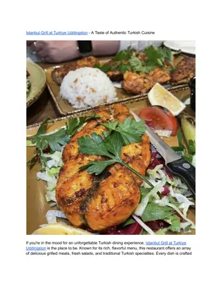 Istanbul Grill at Turkiye Uddingston - A Taste of Authentic Turkish Cuisine