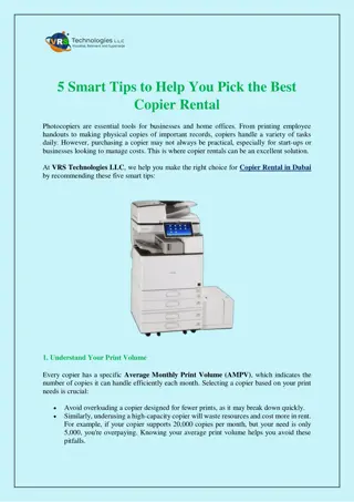 5 Smart Tips to Help You Pick the Best Copier Rental