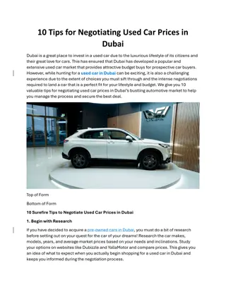 10 Tips for Negotiating Used Car Prices in Dubai