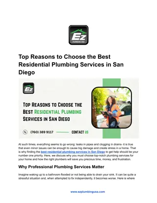 Top Reasons to Choose the Best Residential Plumbing Services in San Diego