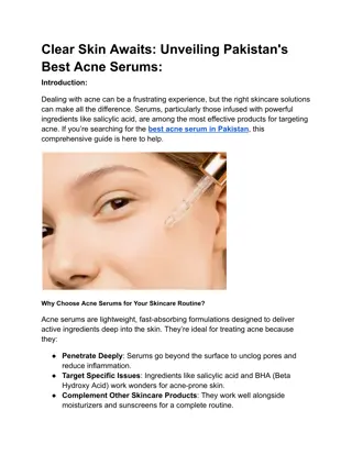 Clear Skin Awaits Unveiling Pakistan's Best Acne Serums