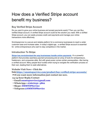 How does a Verified Stripe account benefit my business