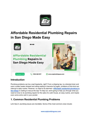 Affordable Residential Plumbing Repairs in San Diego Made Easy