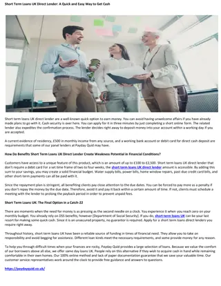 Short Term Loans UK Direct Lender A Quick and Easy Way to Get Cash