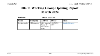 IEEE 802.11 Working Group Opening Report - March 2024