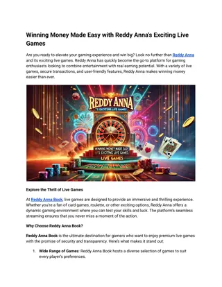 Winning Money Made Easy with Reddy Anna's Exciting Live Games