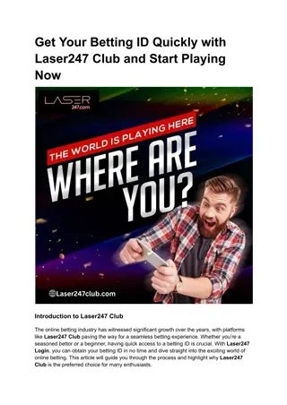 Get Your Betting ID Quickly with Laser247 Club and Start Playing Now
