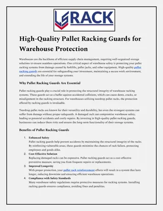 Pallet Rack Reinforcement for Teardrop Racks and Safety Guards