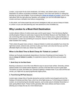Best Tips for Booking Affordable Flights to London