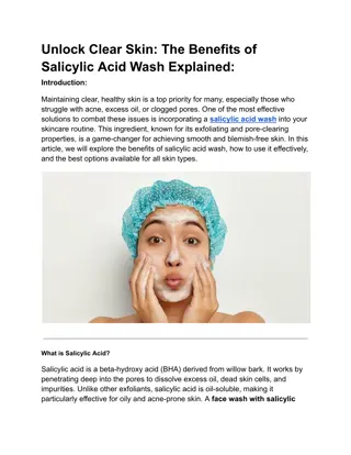 Unlock Clear Skin The Benefits of Salicylic Acid Wash Explained