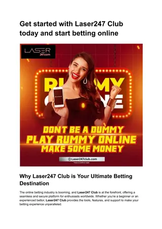 Get started with Laser247 Club today and start betting online