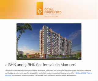 Modern 2BHK & 3BHK Flats for Sale in Mamurdi – Your Dream Home Awaits