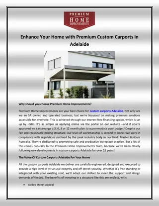 Enhance Your Home with Premium Custom Carports in Adelaide