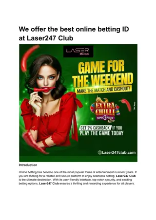We offer the best online betting ID at Laser247 Club